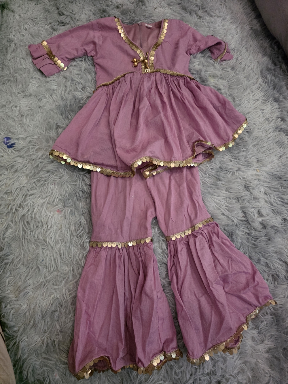 Girls Mauve Gold-Trim Belly Dance Costume Set 2T/3T